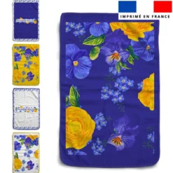 Lot de 5 essuie-mains en éponge motif fleur de pensée