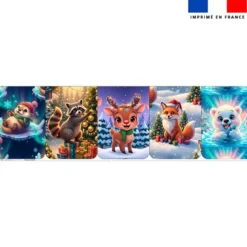 Lot de 5 essuie-mains en éponge motif animaux de noël