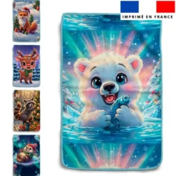 Lot de 5 essuie-mains en éponge motif animaux de noël