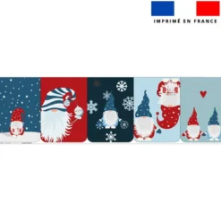Lot de 5 essuie-mains en éponge motif lutin de Noël