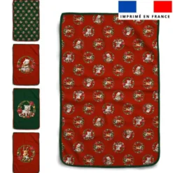 Lot de 5 essuie-mains en éponge motif animaux couronne de noel - Création Stillistic