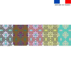 Lot de 5 essuie-mains en éponge motif damier pixel - Création Lili Bambou Design