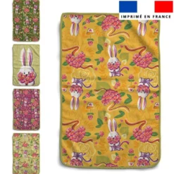 Lot de 5 essuie-mains en éponge motif lapin printanier - Création Stillistic