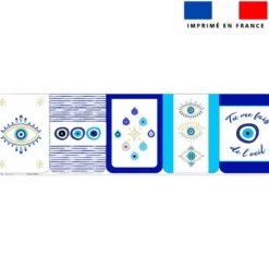 Lot de 5 essuie-mains en éponge motif Grèce oeil bleu