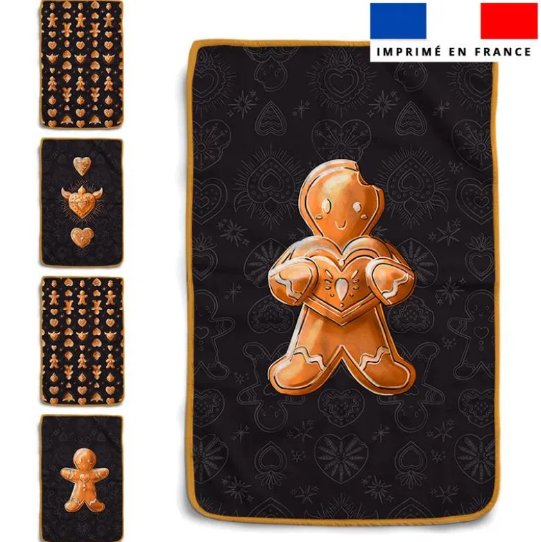 Lot de 5 essuie-mains en éponge motif Noël pain d'épices - Création Stillistic