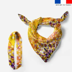 Lot de 2 foulards imprimés abstrait pointillisme jaune - Création Lita Blanc