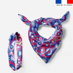 Lot de 2 foulards imprimés abstrait rouge et bleu - Création Lita Blanc