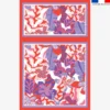 Lot de 2 foulards imprimés fleur rouge et violette