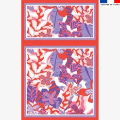 Lot de 2 foulards imprimés fleur rouge et violette