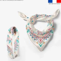 Lot de 2 foulards imprimés mandala pastel