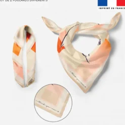 Lot de 2 foulards imprimés tkank you mom fleur orange