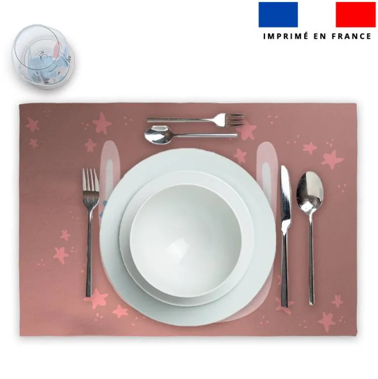 Lot 2 sets de table et 12 dessous de verres motif animaux pastel