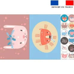 Lot 2 sets de table et 12 dessous de verres motif animaux pastel
