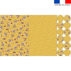 Lot 2 sets de table et 12 dessous de verres motif mini poule et oeufs de Pâques jaune - Création Stillistic