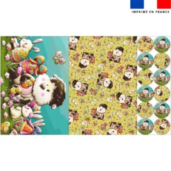 Lot 2 sets de table et 12 dessous de verres motif mouton et oeufs de Pâques - Création Stillistic