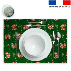 Lot 2 sets de table et 12 dessous de verres motif Renard de noel - Création Stillistic