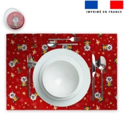 Lot 2 sets de table et 12 dessous de verres motif Panda de noel - Création Stillistic