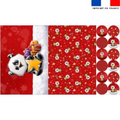 Lot 2 sets de table et 12 dessous de verres motif Panda de noel - Création Stillistic