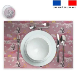 Lot 2 sets de table et 12 dessous de verres motif Tigre blanc de noel- Création Stillistic