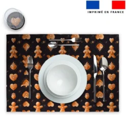 Lot 2 sets de table et 12 dessous de verres motif Noël pain d'épices - Création Stillistic