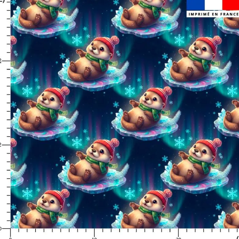 Loutre aurore boréale - Fond bleu