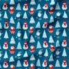 Lutin de Noël et bonhomme de neige - Fond bleu canard