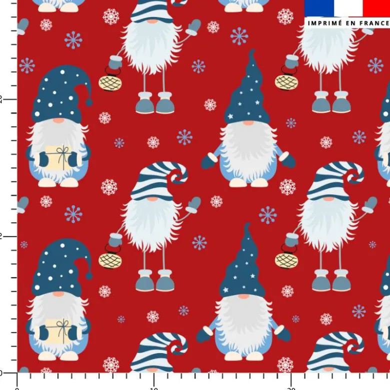 Lutin de Noël - Fond rouge cerise