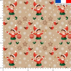 Lutin et biscuit de noël - Fond beige