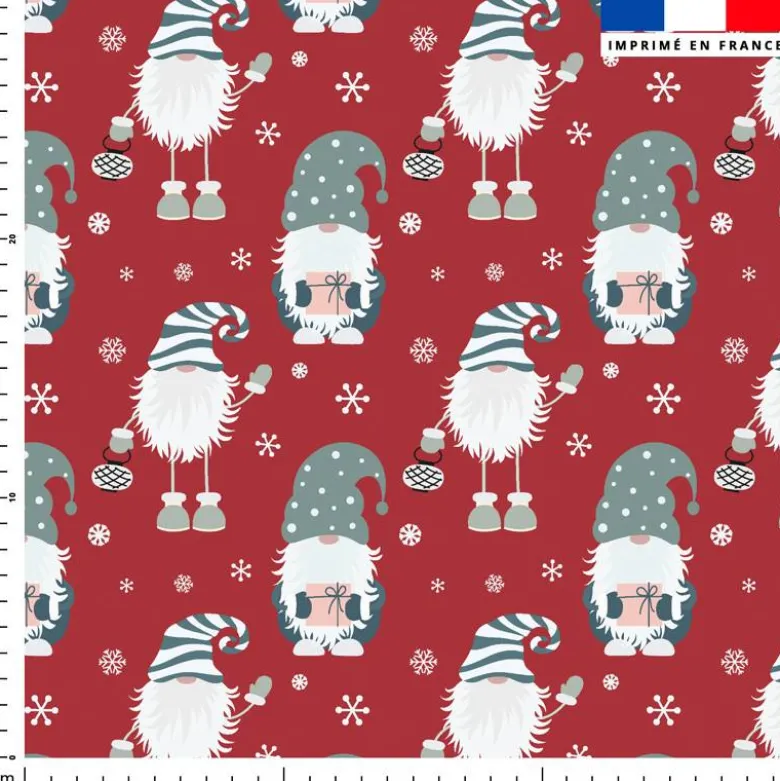 Lutin et cadeau de noel - Fond rouge