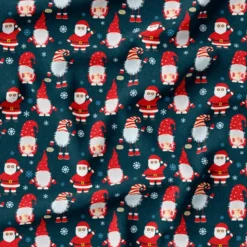 Lutin rouge et père Noël - Fond bleu foncé