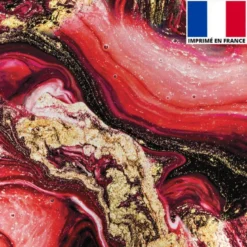 Lycra imprimé magma noir et rouge et poudre d'or