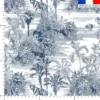 Lycra motif toile de jouy jungle bleue