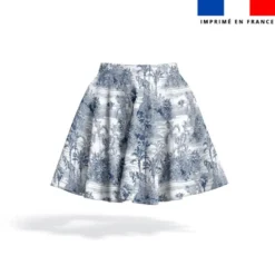 Lycra motif toile de jouy jungle bleue