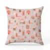 Maison de Noël rose et beige - Fond rose
