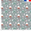 Maison d'hiver et renne - Fond gris