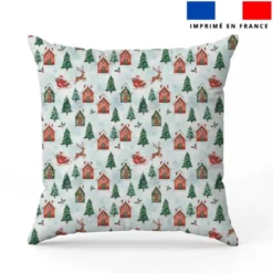 Maisons ennneigées et père Noël - Fond bleu clair