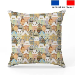 Maisons historiques enneigées - Fond blanc