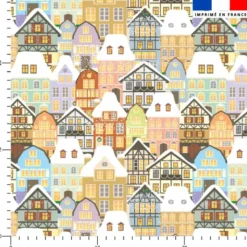 Maisons historiques enneigées - Fond blanc
