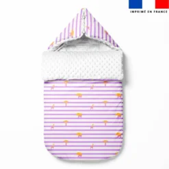 Marinière lilas et animaux de la savane orange - Fond blanc - Création Lili Bambou Design