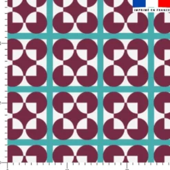 Mosaique et forme géométrique bordeaux et bleu - Fond blanc - Création Lili Bambou Design