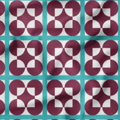 Mosaique et forme géométrique bordeaux et bleu - Fond blanc - Création Lili Bambou Design