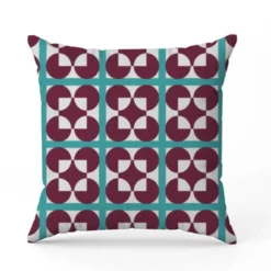 Mosaique et forme géométrique bordeaux et bleu - Fond blanc - Création Lili Bambou Design