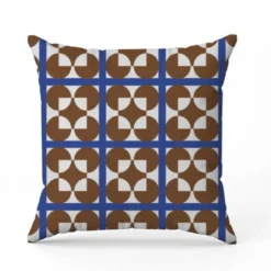 Mosaique et forme géométrique marron et bleu - Fond blanc - Création Lili Bambou Design