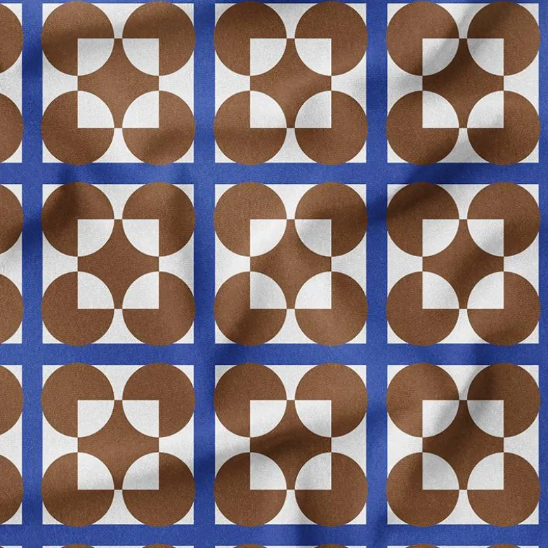 Mosaique et forme géométrique marron et bleu - Fond blanc - Création Lili Bambou Design