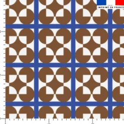 Mosaique et forme géométrique marron et bleu - Fond blanc - Création Lili Bambou Design