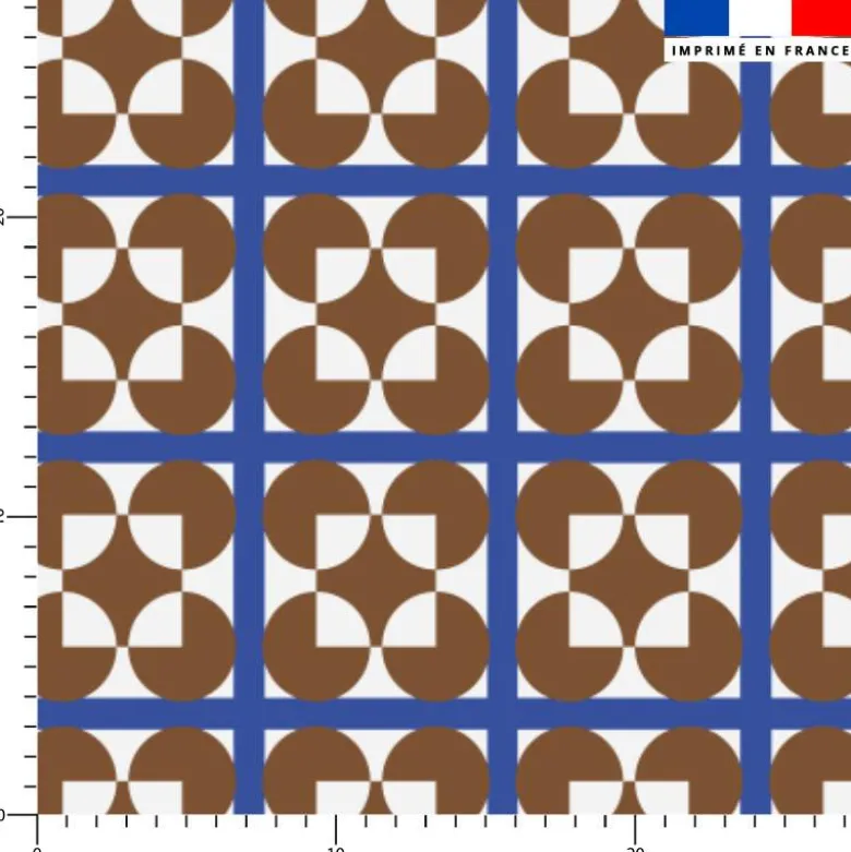 Mosaique et forme géométrique marron et bleu - Fond blanc - Création Lili Bambou Design