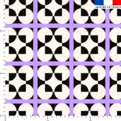 Mosaique et forme géométrique noir et parme - Fond écru - Création Lili Bambou Design