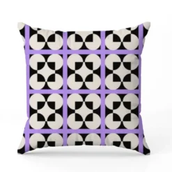Mosaique et forme géométrique noir et parme - Fond écru - Création Lili Bambou Design