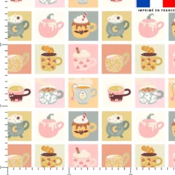 Mosaïque tasses douceurs d'automne pastel - Fond blanc