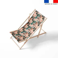 Mosaïque tropicale verte - Fond saumon